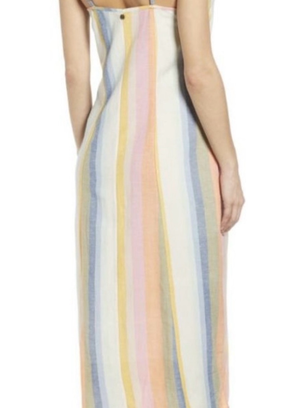 Billabong Lucky Us Striped Midi Dress Pastel Button Front Pockets Size Small - Picture 12 of 14